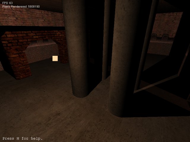A screenshot demonstrating the use of a BSP with the renderer architecture.